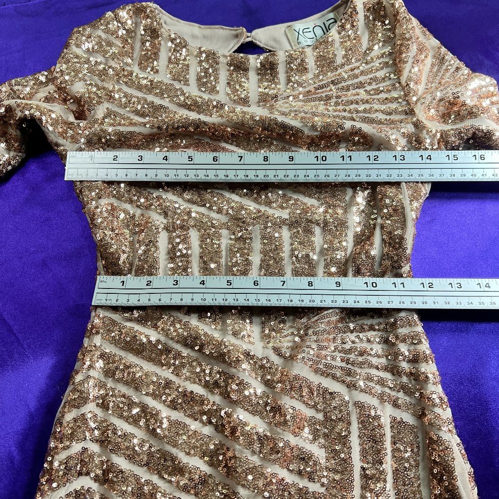 📌Xenia Boutique Rose Gold Mini Sequin Bodycon Formal - Ball - Prom Dress - Picture 12 of 16